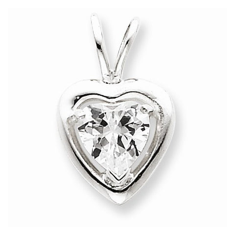 Sterling Silver CZ Heart Pendant, Charm