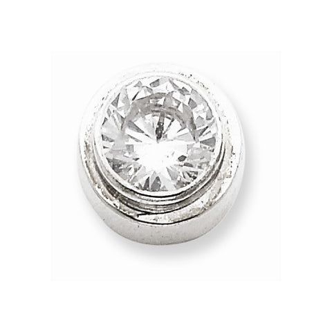 Sterling Silver 6mm CZ Round Slide Pendant, Pendants for Necklace