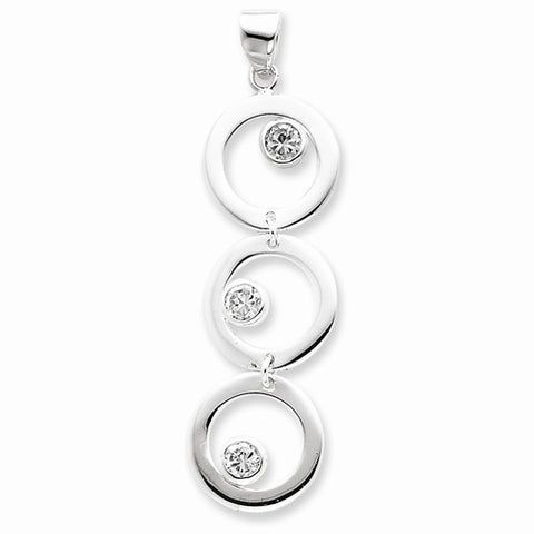 Sterling Silver Circle & CZ Pendant, Pendants for Necklace
