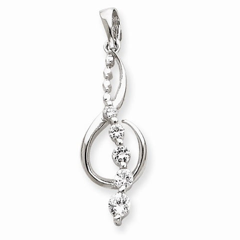 Sterling Silver CZ Journey Pendant, Pretty Pendants for Necklace