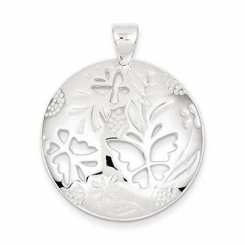 Sterling Silver Butterfly Cut-outs Round Pendant, Pendants for Necklace