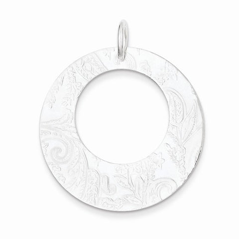 Sterling Silver Embossed Circle Pendant, Pendants for Necklace