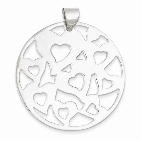 Sterling Silver Round Cut-Out Hearts Pendant, Pendants for Necklace