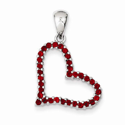 Sterling Silver Red CZ Heart pendant, Gorgeous Pendants for Necklace