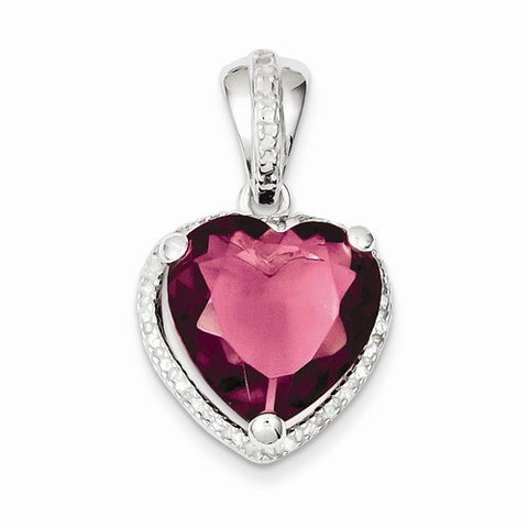 Sterling Silver Heart Red CZ Pendant, Pendants for Necklace