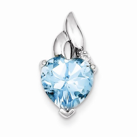 Sterling Silver Light Blue Gemstone Heart Pendant, Pendants for Necklace