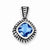 Sterling Silver Antiqued Blue Glass Pendant, Pendants for Necklace
