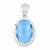 Sterling Silver Oval Blue CZ Pendant, Pendants for Necklace