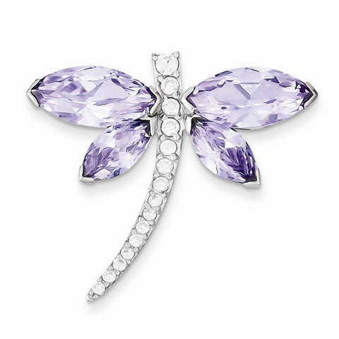 Sterling Silver Lavender CZ Dragonfly Slide Pendant, Pendants for Necklace