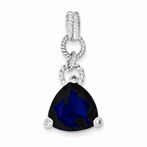 Sterling Silver Purple CZ Triangle Pendant, Pendants for Necklace