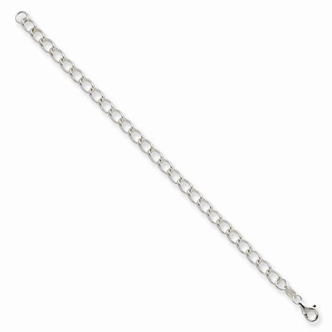 Amore La Vita Sterling Silver Rhodium Plated Half round Wire Curb Charm