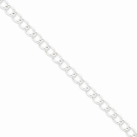 Sterling Silver Half Round Wire Curb Chain Bracelet