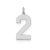 Large Polished Number 2 Charm in Sterling Silver