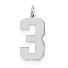 Sterling Silver Large Polished Number 3 Charm hide-image