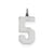 Large Polished Number 5 Charm in Sterling Silver