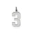 Medium Satin Number 3 Charm in Sterling Silver