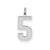 Large Satin Number 5 Charm in Sterling Silver