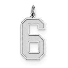Sterling Silver Large Satin Number 6 Charm hide-image