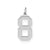 Large Satin Number 8 Charm in Sterling Silver