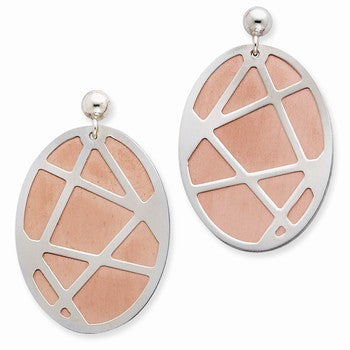 Sterling Silver Rose Rhodium 3 Piece Oval Earrings
