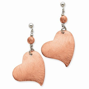 Sterling Silver Pink Rhodium Heart Earrings