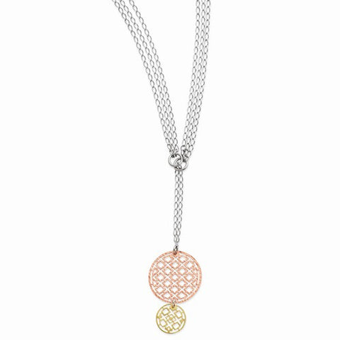 Sterling Silver & Rhodium Drop Circles Necklace