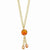 Sterling Silver Rhodium Amber CZ Drop Necklace