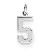 Sterling Silver Small Satin Number 5 Charm hide-image
