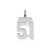 Small Satin Number 51 Charm in Sterling Silver