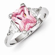 Sterling Silver Pink and clear CZ Ring