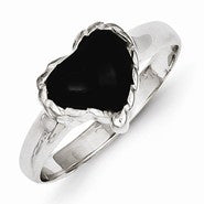 Sterling Silver Onyx Heart Ring