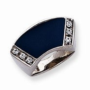Sterling Silver Dk. Blue Enamel/CZ Ring