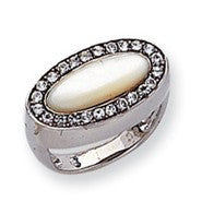 Sterling Silver Oval MOP/CZ Ring