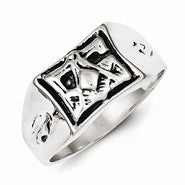 Sterling Silver Antiqued Masonic Ring
