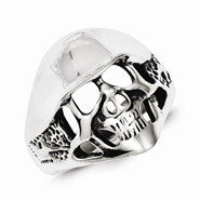 Sterling Silver Antiqued Skull Ring