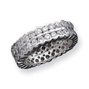 Sterling Silver CZ Double Band Ring