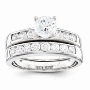 Sterling Silver 2-Piece CZ Wedding Set Ring