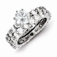 Sterling Silver CZ 2 Piece Wedding Set Ring