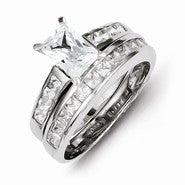 Sterling Silver 2-Piece CZ Wedding Set Ring