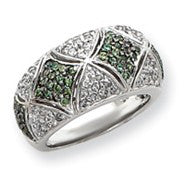 Sterling Silver Green & White CZ Ring