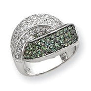 Sterling Silver Green & White CZ Ring
