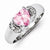 Sterling Silver 7mm Heart Pink and Clear CZ Ring
