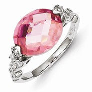 Sterling Silver Pink and Clear CZ Ring