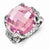 Sterling Silver 16mm Pink and Clear CZ Ring