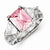 Sterling Silver 10x8mm Pink and Clear CZ Ring