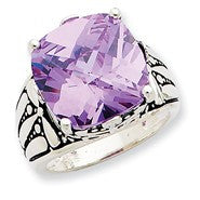 Sterling Silver Purple CZ Antiqued Ring