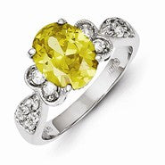 Sterling Silver Yellow & Clear CZ Ring