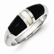 Sterling Silver Onyx & Mother of Pearl Ring