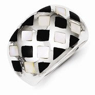 Sterling Silver Mother of Pearl & Enamel Ring