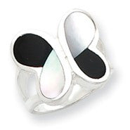 Sterling Silver Mother of Pearl & Enamel Ring